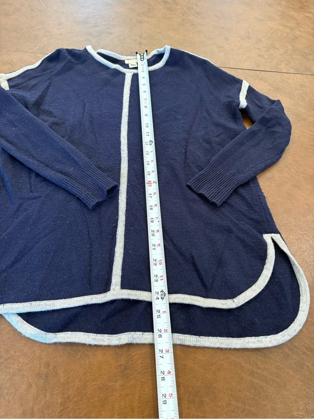 J.Crew Navy Knit Sweater with Light Gray Trim XS